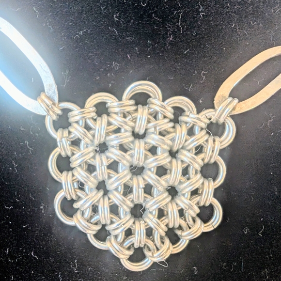 Vintage 925 Sterling Silver Artisan Made 9" Chain Flower design necklace 48gms - Picture 4 of 7